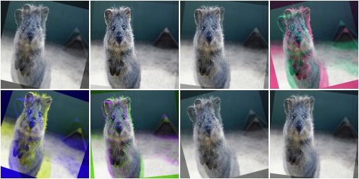 Alpha-blend images channelwise with rotated ones