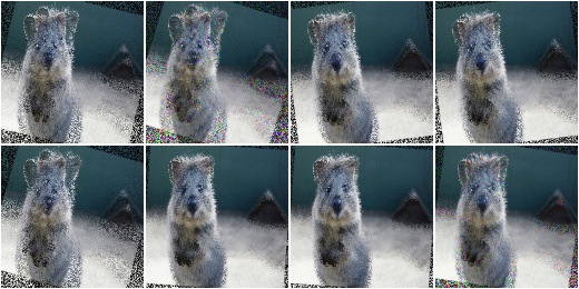 Alpha-blend images pixelwise and channelwise with rotated ones